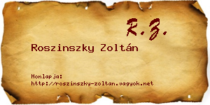 Roszinszky Zoltán névjegykártya
